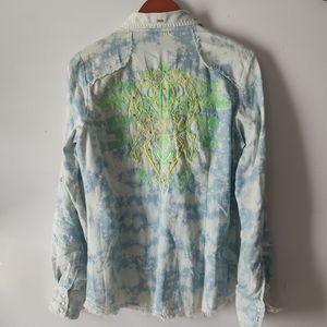 New without tags roar tie-dye floral button-down shirt